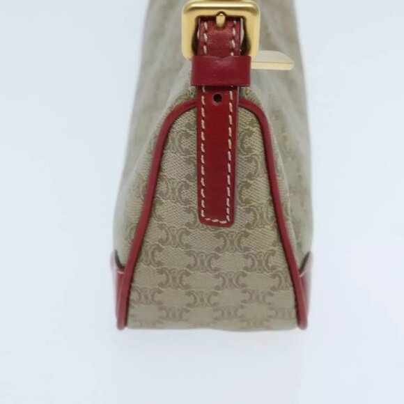 CELINE Macadam Canvas Accessory Pouch Coated Canvas Beige Red Auth yk15592 - Picture 4 of 15